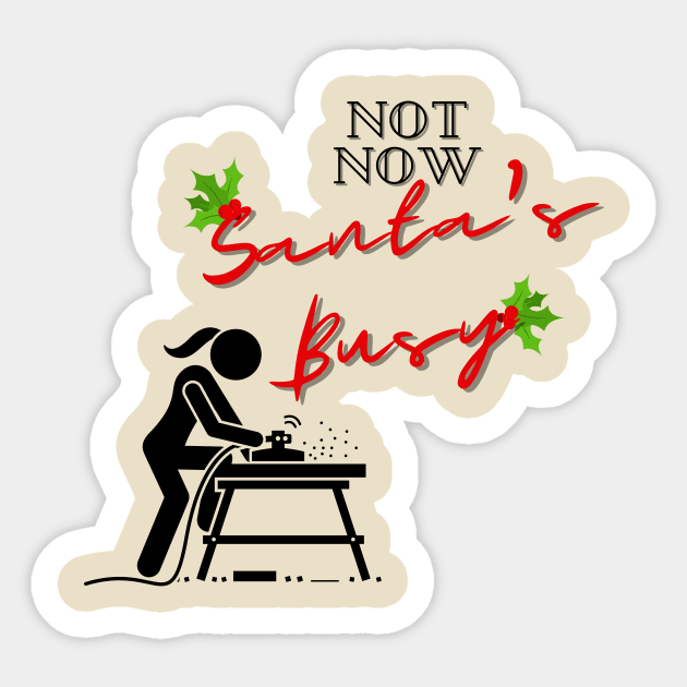 Santa's Busy Woodworking Sticker by Hofmann's Design